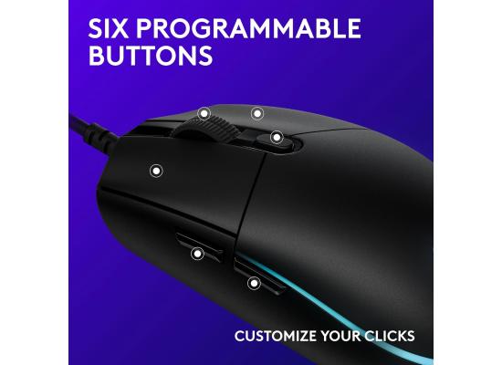 Logitech G203 LIGHTSYNC RGB Wired Gaming Mouse – 8,000 DPI, Rainbow Optical Effect, Black